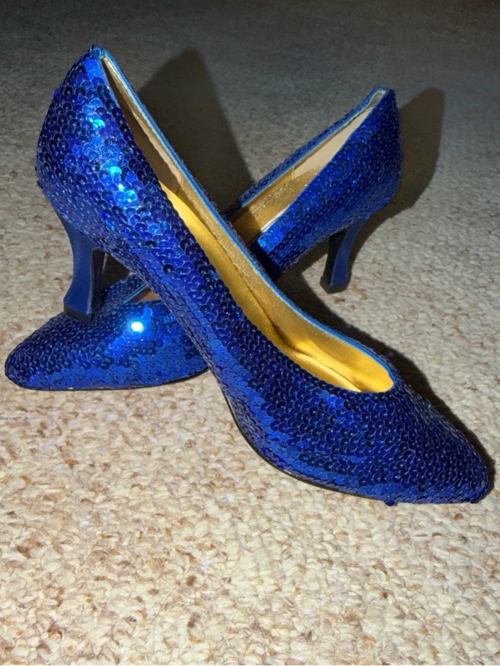 Vintage Stefani Blue Sequin Heels 7.5